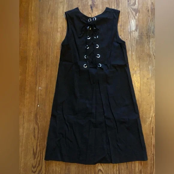 chinese dress ladies Saint Tropez Cassia Tie Back Linen Midi Dress Black / L by Sugarlips